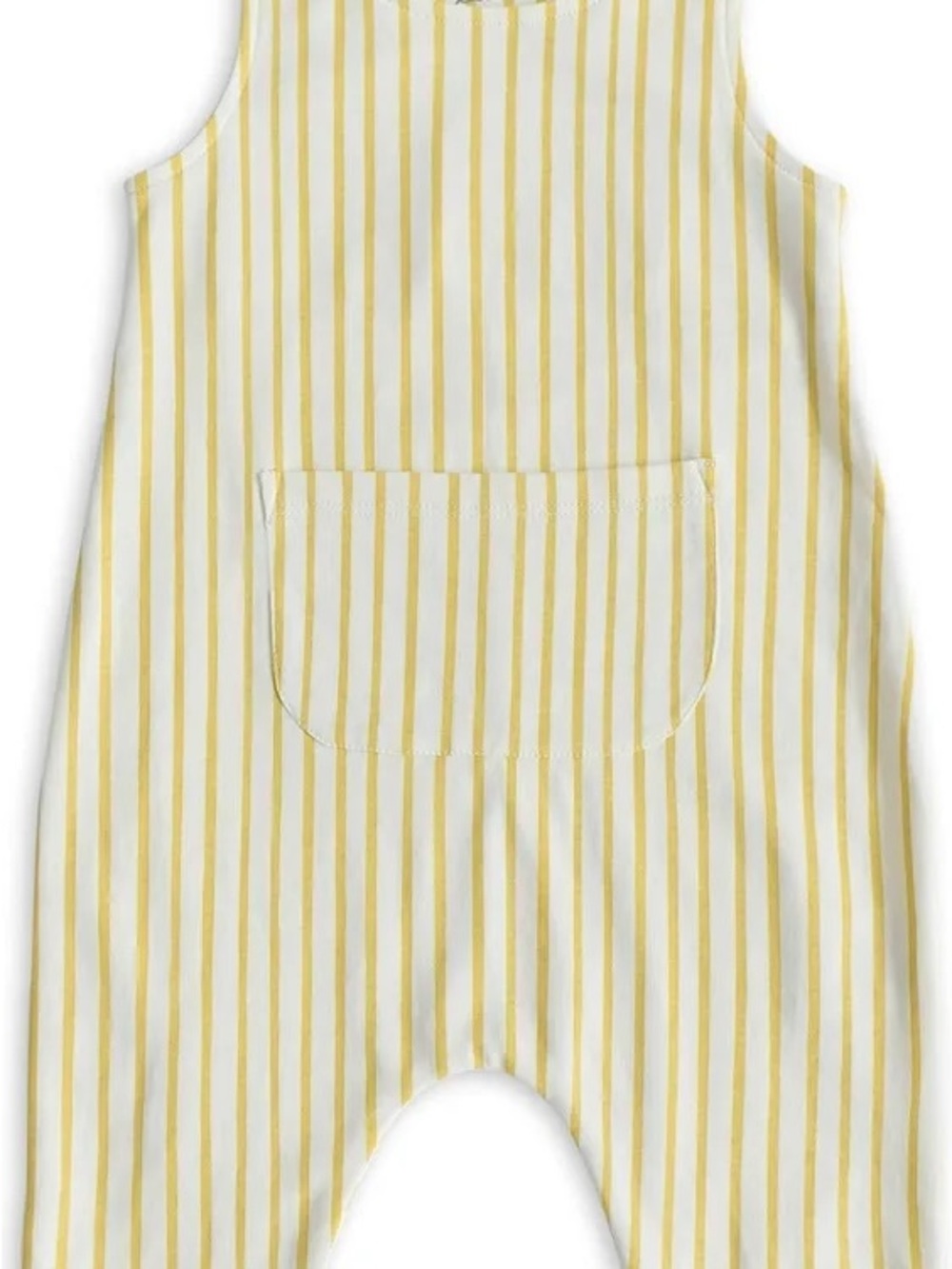 Striped Yellow & White Kids One-Piece Bodysuit with Front Pocket